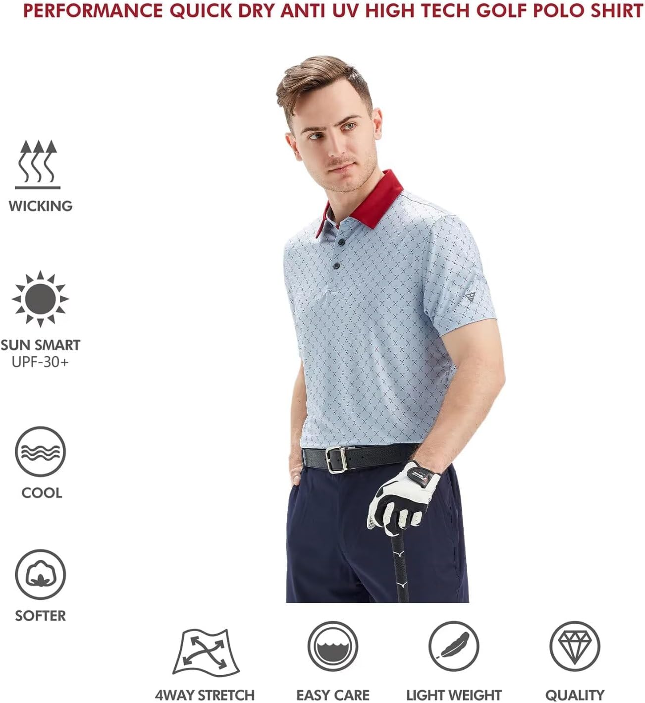 Skiennix Golf Shirt for Men - Dry Fit Short Sleeve Performance Polo | Moisture-Wicking Design
