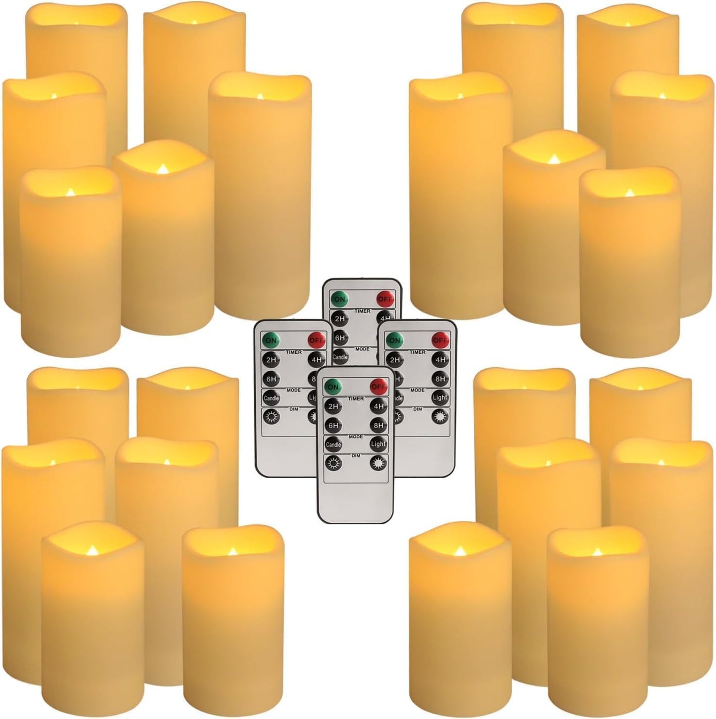 24-Pack Waterproof Flameless LED Candles with Remote & Timer – 4", 5", 6" Sizes for Halloween & Weddings