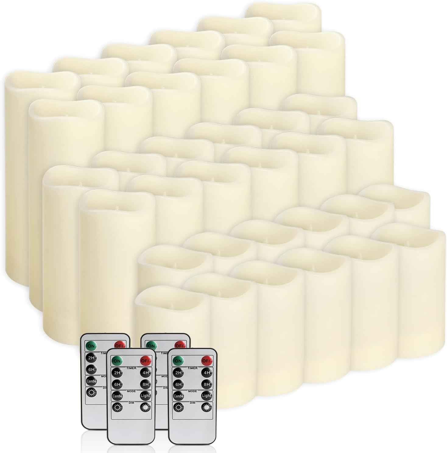 24-Pack Remote Control LED Flameless Candles - 3D Flame Timer Candles for Home, Weddings & Holidays