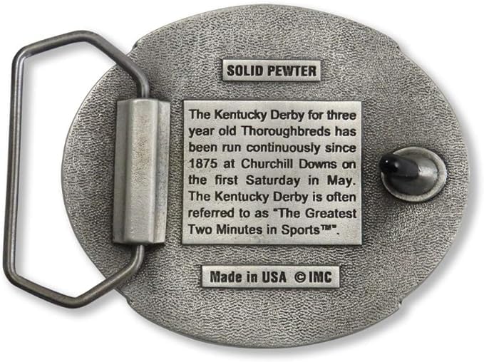 Kentucky Derby Horse & Jockey Pewter Belt Buckle - Buckle Only