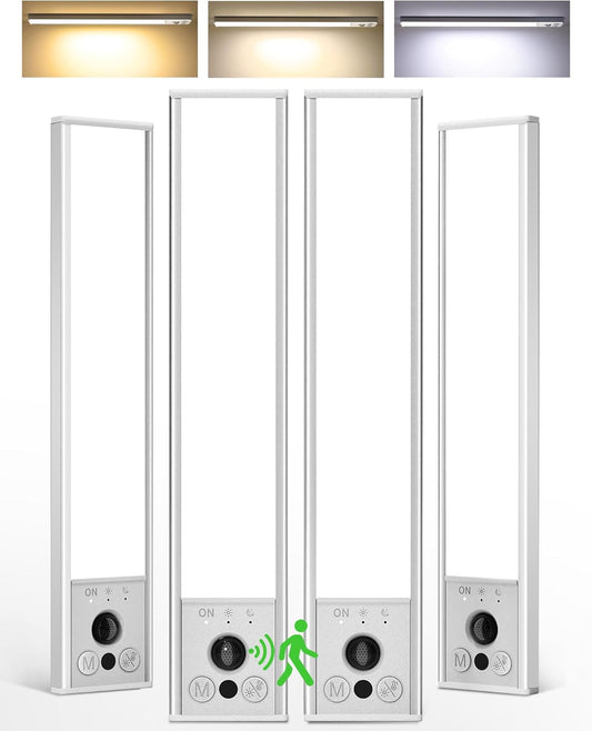 EZVALO Rechargeable Under Cabinet Lighting - 4-Pack Motion Sensor, Dimmable, 3 Color Temps, 16.5inch Wireless Kitchen Lights