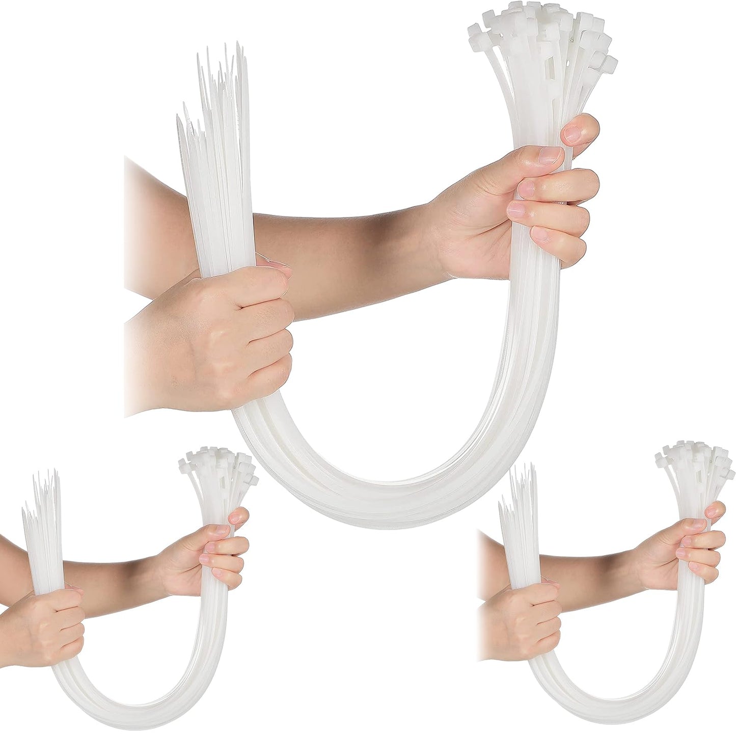 Shappy 50 Pcs Zip Ties Heavy Duty Strong Large Cable Wire Ties Zip Industrial Sturdy Wire, Awnings Tying Branches Bundling of Crops Fixed Water Pipes(18 Inch, 24 Inch, 30 Inch,White)