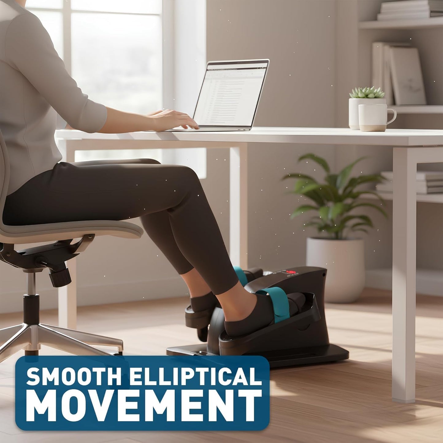 Under Desk Elliptical Machine - Electric Pedal Exerciser for Seniors | Quiet 12-Speed Leg Workout with Remote & LCD