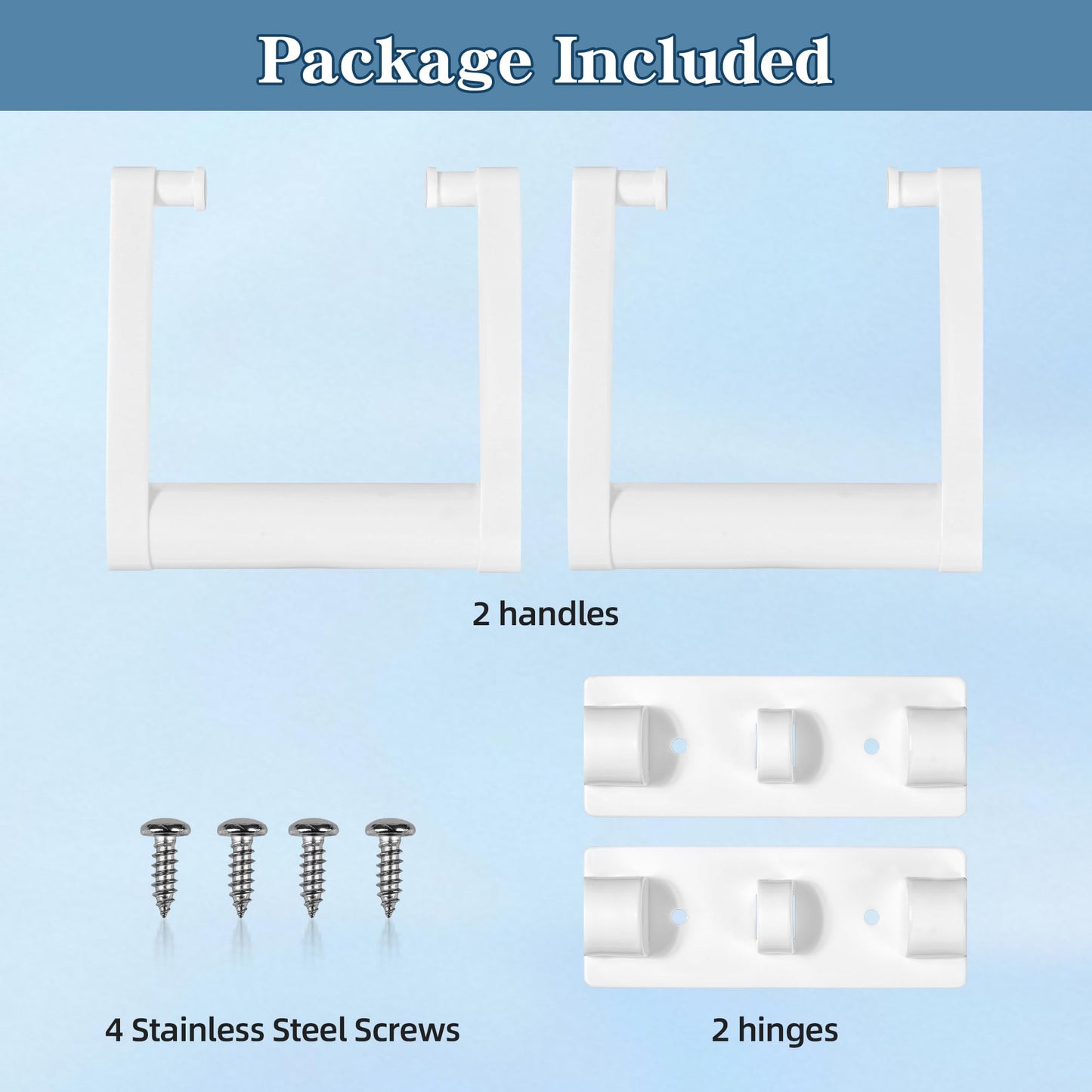 PIHIL 2 Pcs Plastic Cooler Handle Replacement for 25-72 Quart Coolers, Replacement Cooler Handle Parts Includes Screws, White