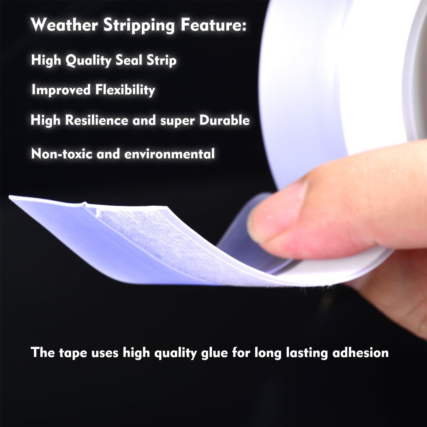 Silicone Seal Weather Stripping Tape 16.5 Feet Strip Bottom Draft Insulation Stopper Tape Weatherproof Soundproof for Door or Window Bathroom Shower Glass Gaps(45mm*5m)