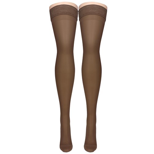 Truform Sheer Compression Stockings, 15-20 mmHg, Women's Thigh High Length, 20 Denier, Espresso, X-Large