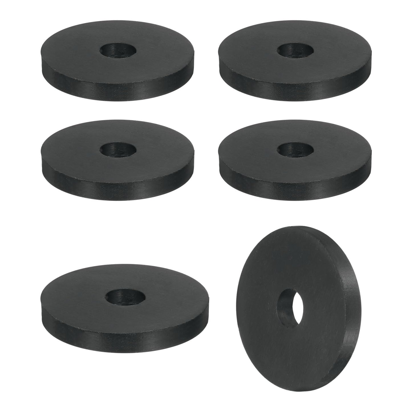 uxcell 6Pcs Thick Rubber Spacer, 2 Inch OD x 1/2 Inch ID x 1/4 Inch Thickness Round Rubber Bushings Anti Vibration Flat Spacer Washers for Home Industrial Machinery