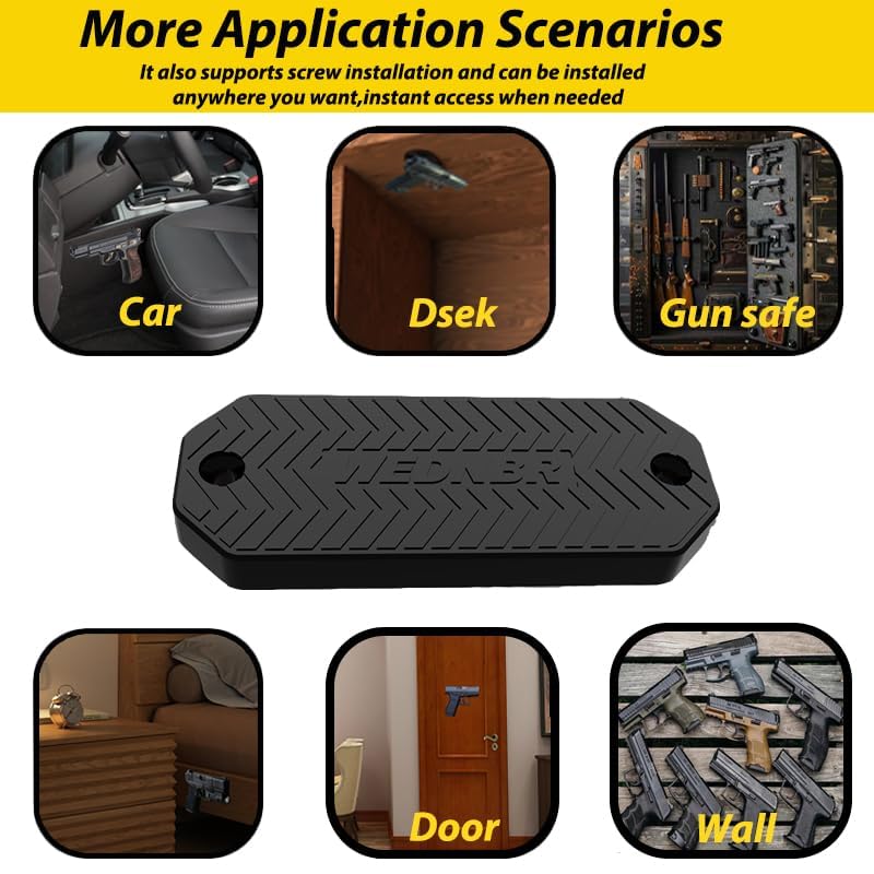 Gun Magnet 56 lbs - Magnetic Mount for Car, Desk & Wall - Black 1 Pack