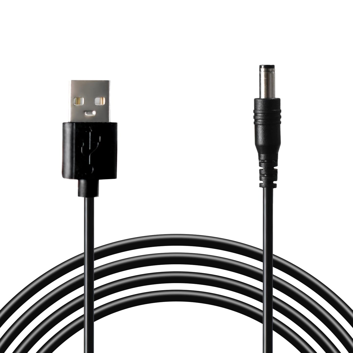 5V DC Power Cord Replacement Charger, USB to DC Plug Charging Cord with 9 Connectors Adapters for Moon Lamp, Massage Wand, Router, LED Light, Speaker and More Devices (Black)