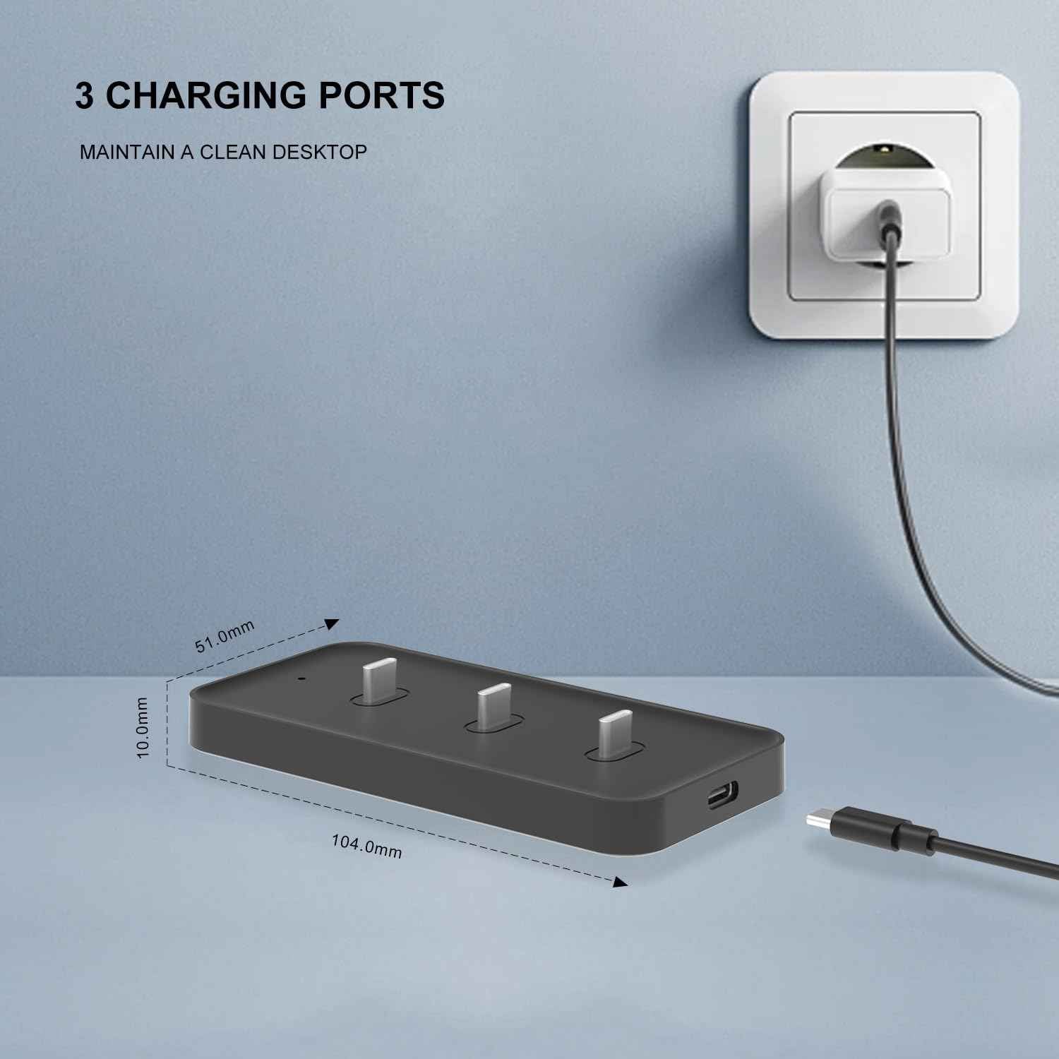 Black Motion Sensor Light Charging Station Multi-Device Charging Station Charging Three LED Lights at The Same Time Saves Time Space and More Convenient.