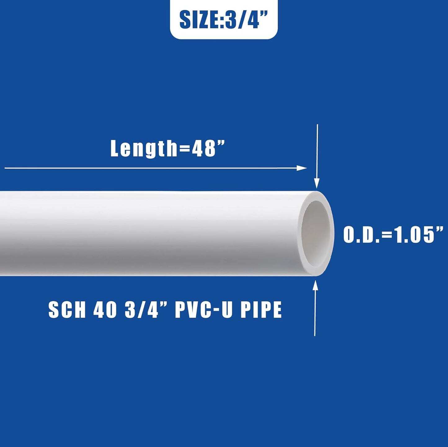 15PCS 3/4" White PVC Sch40 Pipes - 4FT Industrial Grade Durable Tubing
