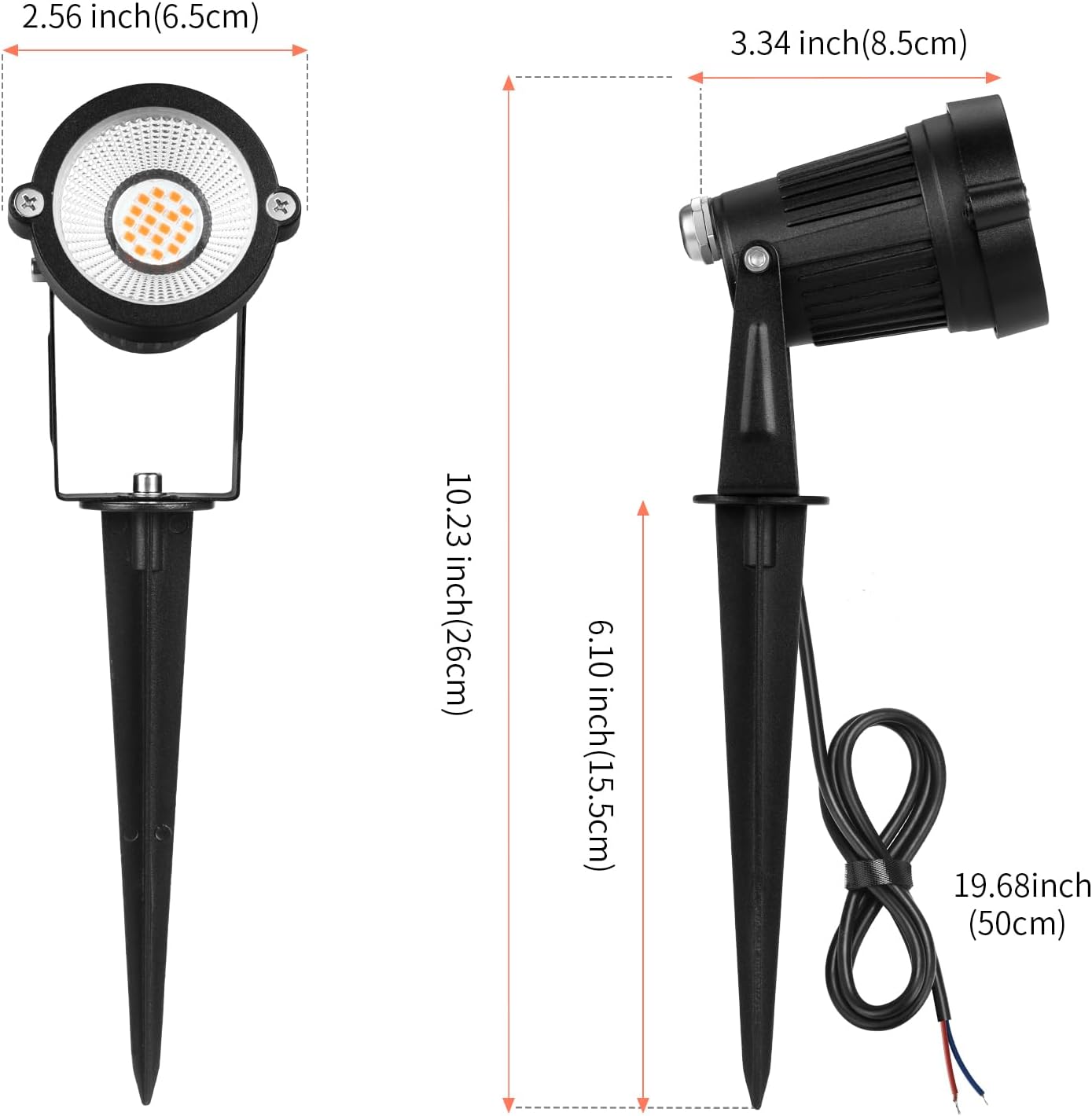 7W LED Low Voltage Landscape Lights - 700LM Warm White Spotlights for Garden Pathway | IP65 Waterproof | 12V/24V | 6 Pack