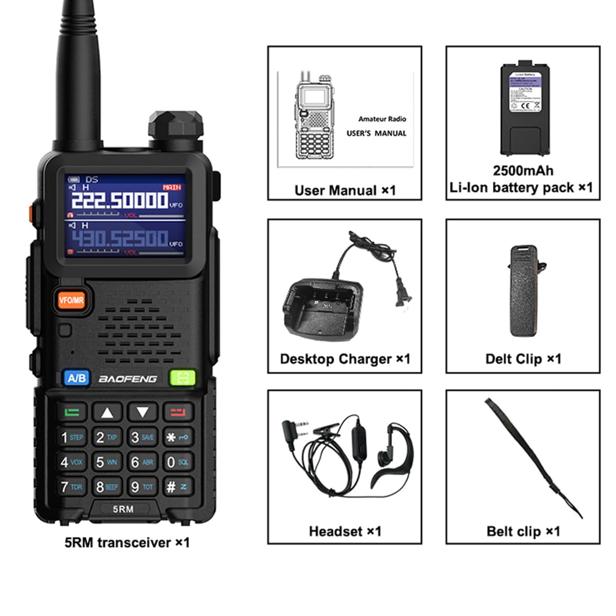 BAOFENG 5RM Ham Radio 10W Handheld (Upgraded of UV-5R) Walkie Talkies Long Range NOAA Weather Receiver Two Way Radio UV5R for Adults Camping Hunting Hiking, Frequency Copy, USB C Charger, 999CH