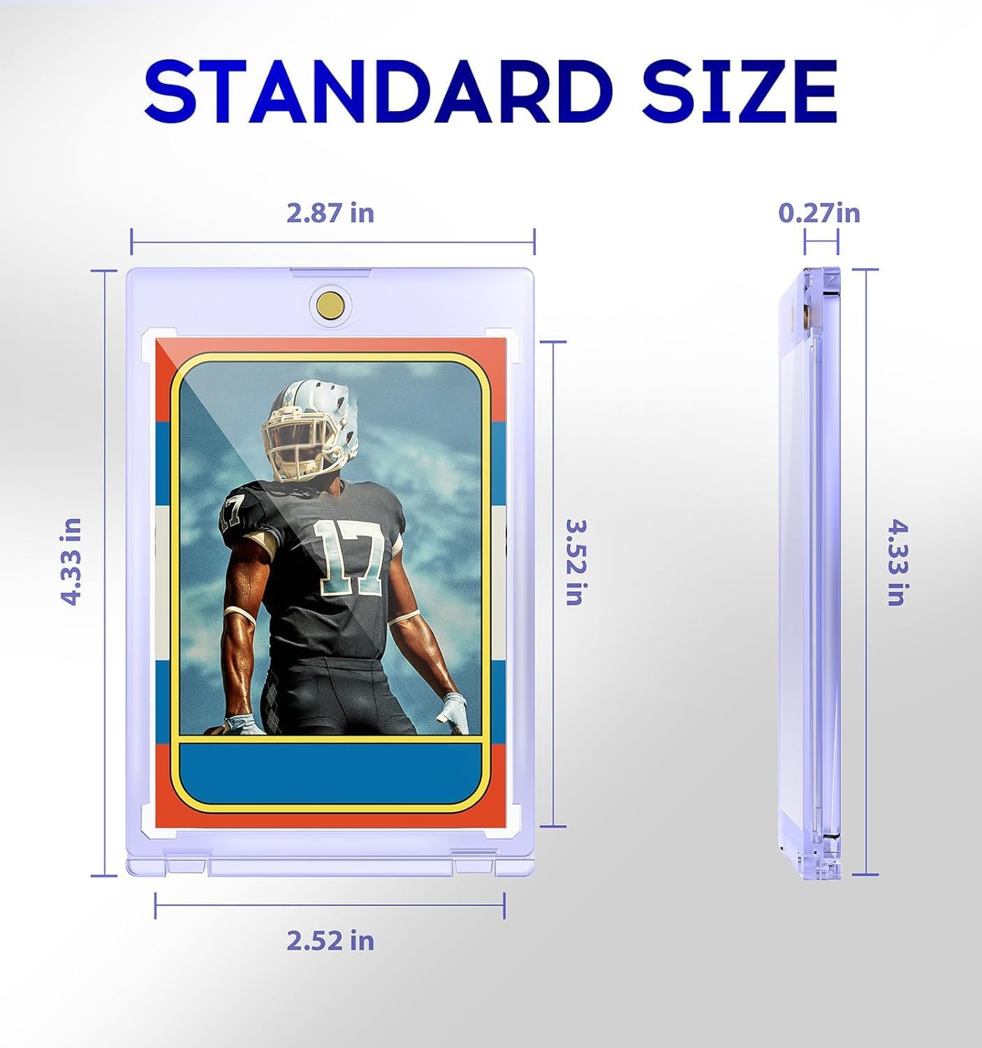Skiennix Magnetic Card Holder - 50ct One Touch Hard Plastic U-V Protectors for Trading Cards | Sports & Game Safe