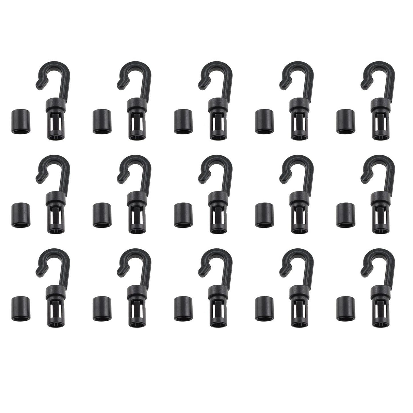 Maxmoral 15pcs Bungee Shock Cord Hook fit 1/8" Rope Terminal Ends Tabbed S Open Hooks for Kayaks