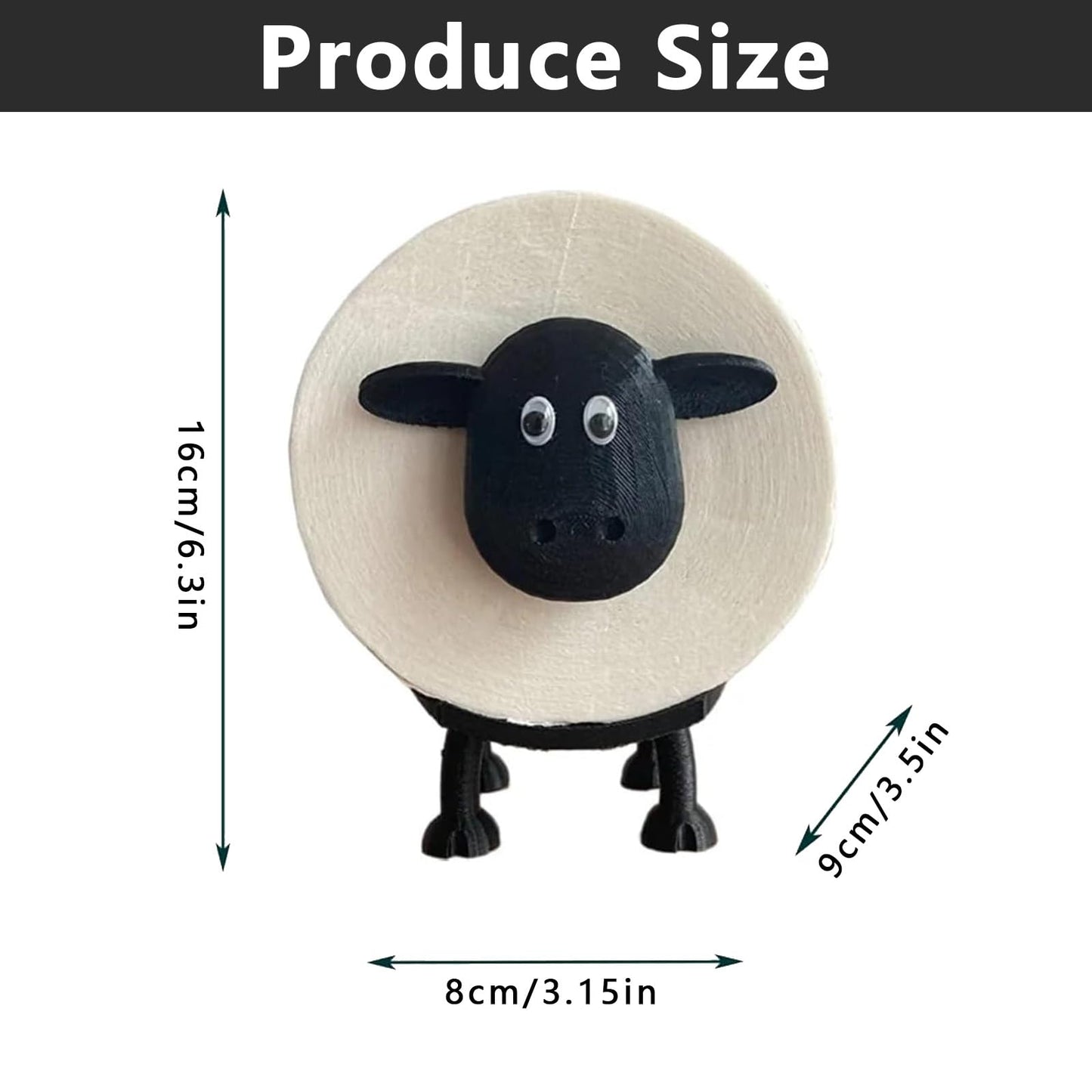 3Pcs Sheep Toilet Roll Holde, Tissue Paper Storage Stand, Black Sheep Loo Roll Holder, Toilet Paper Holder Bathroom Set for Bathroom Shelf Housewarming Gift Bathroom Stand Table Counter Decor
