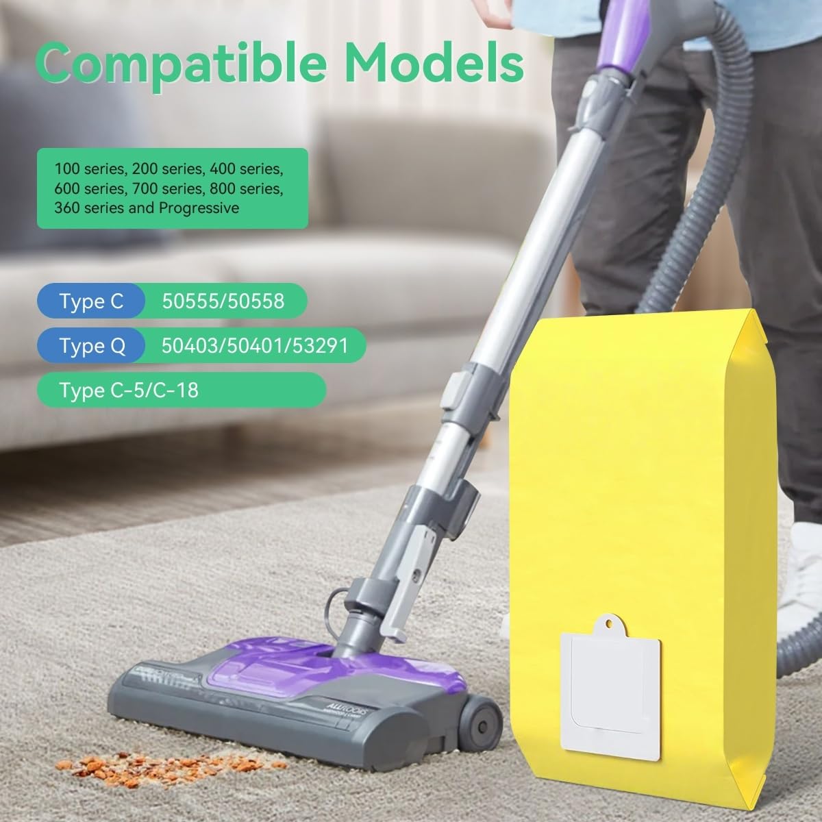 12 Pack Canister Vacuum Cleaner Bags Compatible with Kenmore Canister Type C/Q 5055, 50555, 50557, 50558 and Type C-5, C-18, 53292, 200 Series, 400 Series, 600 Series, 700 Series, 800 Series Vacuum