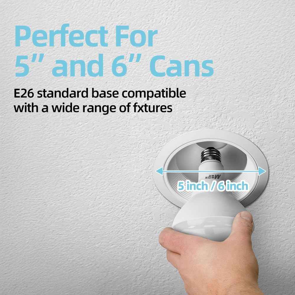 BR30 LED Bulbs 36-Pack - 65W Equivalent, 5000K Daylight, Dimmable, Flicker-Free, Energy Efficient E26 Base