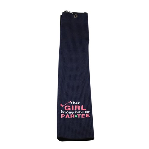 Funny Golf Towels for Women Knows How to Par Tee Embroidered Golf Towels for Golf Bags with Clip (How to Par Tee)