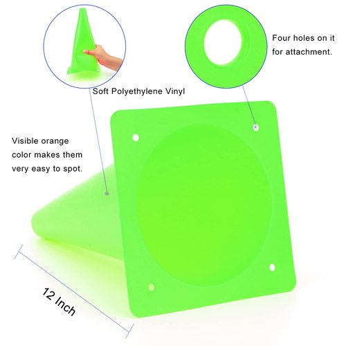 Fragraim 12 Inch 12 Pack Green Traffic Training Cones, Plastic Safety Parking Cones, Agility Field Marker Cones for Soccer Basketball Football Drills Training, Outdoor Sport Activity & Festive Events