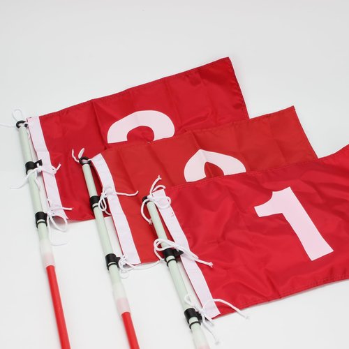 KVMORZE Golf Flagstick 6ft, Nylon Pin Flag ABS Hole Cup Set, Portable 5 Section Design Numbered Flags for Driving Range Backyard, Putting Green Flags for Golf Practice (Common, 123, Pack)