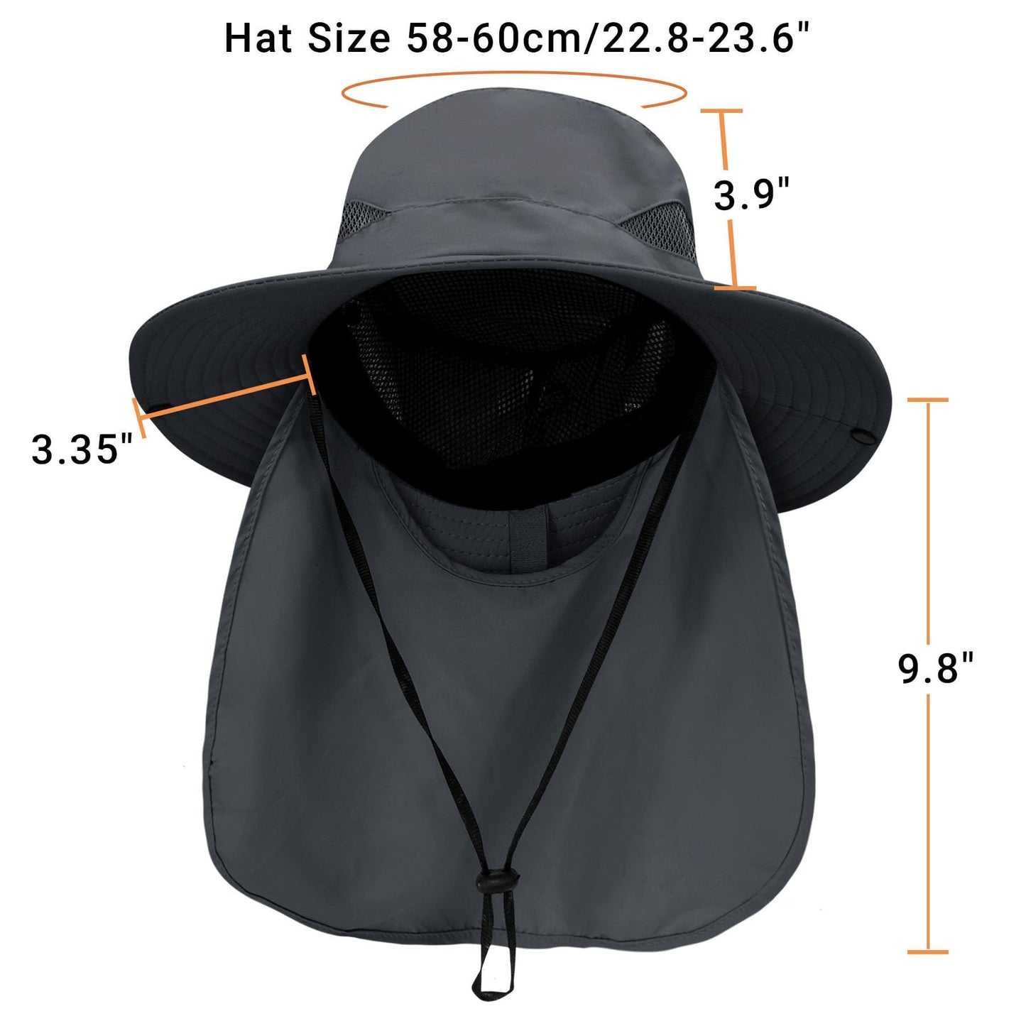 PFFY Sun Bucket Hats for Men Women Fishing Hat with Neck Flap Lightgrey