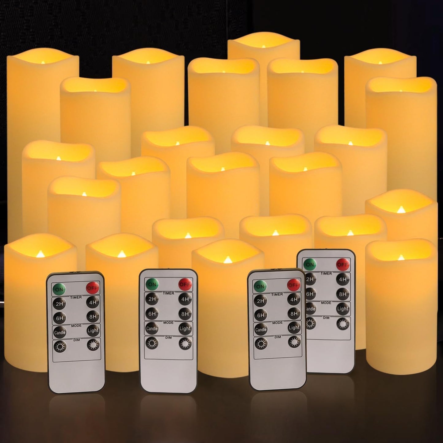 24-Pack Waterproof Flameless LED Candles with Remote & Timer – 4", 5", 6" Sizes for Halloween & Weddings