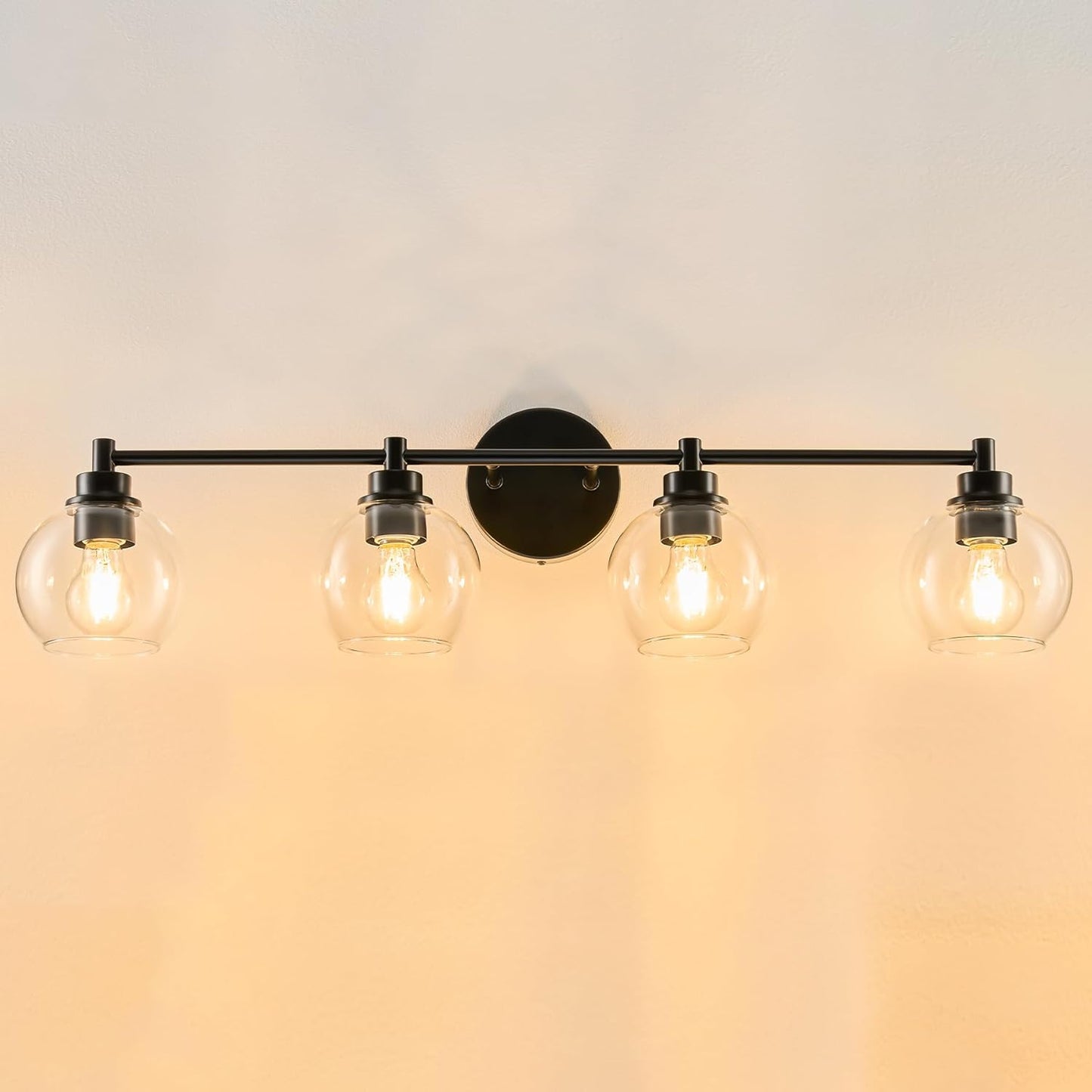 3-Light Vanity Bathroom Light Fixture with Globe Glass Shades - Brushed Nickel, ETL Certified