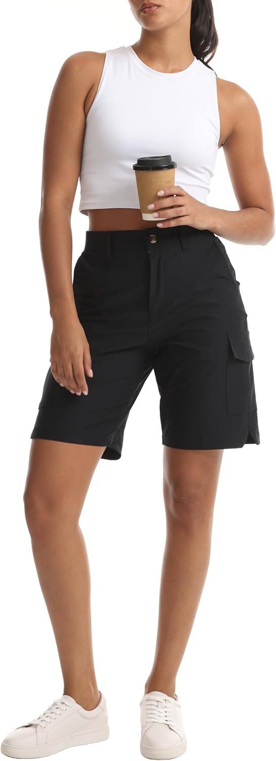 Skiennix Women's Lightweight Hiking Shorts - Versatile Cargo Design with Pockets for Travel & Outdoor Activities