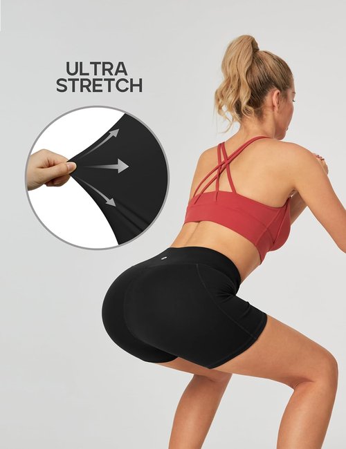 Heathyoga Biker Shorts for Women - High-Waisted Tummy Control with Pockets | 5" Spandex Workout Shorts