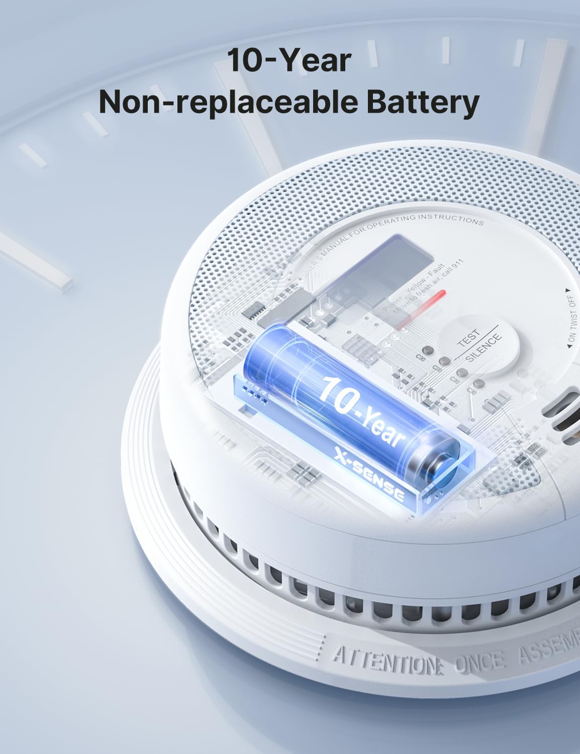 X-Sense XP0H-SN Smoke and Carbon Monoxide Detector Combo - 10-Year Battery, Easy Install