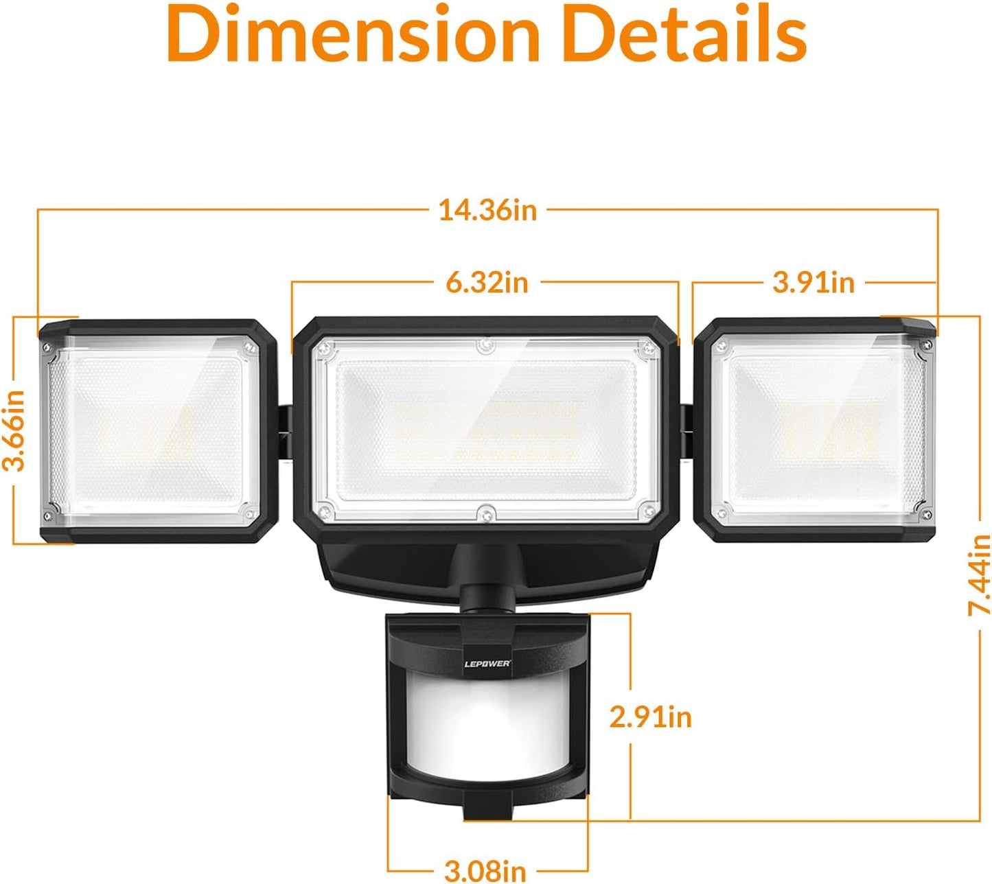 1500LM Battery Powered LED Flood Light with Motion Sensor - Waterproof Security Light for Garage, Yard & Porch