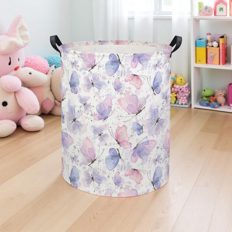 TIBAOLOVER Butterfly Baby Laundry Basket Kids Hamper Animal Toy Storage Bin for Boys Room Decor Baby Nursery Hamper Gift Baskets for Bedroom Bathroom(Fancy Butterfly)
