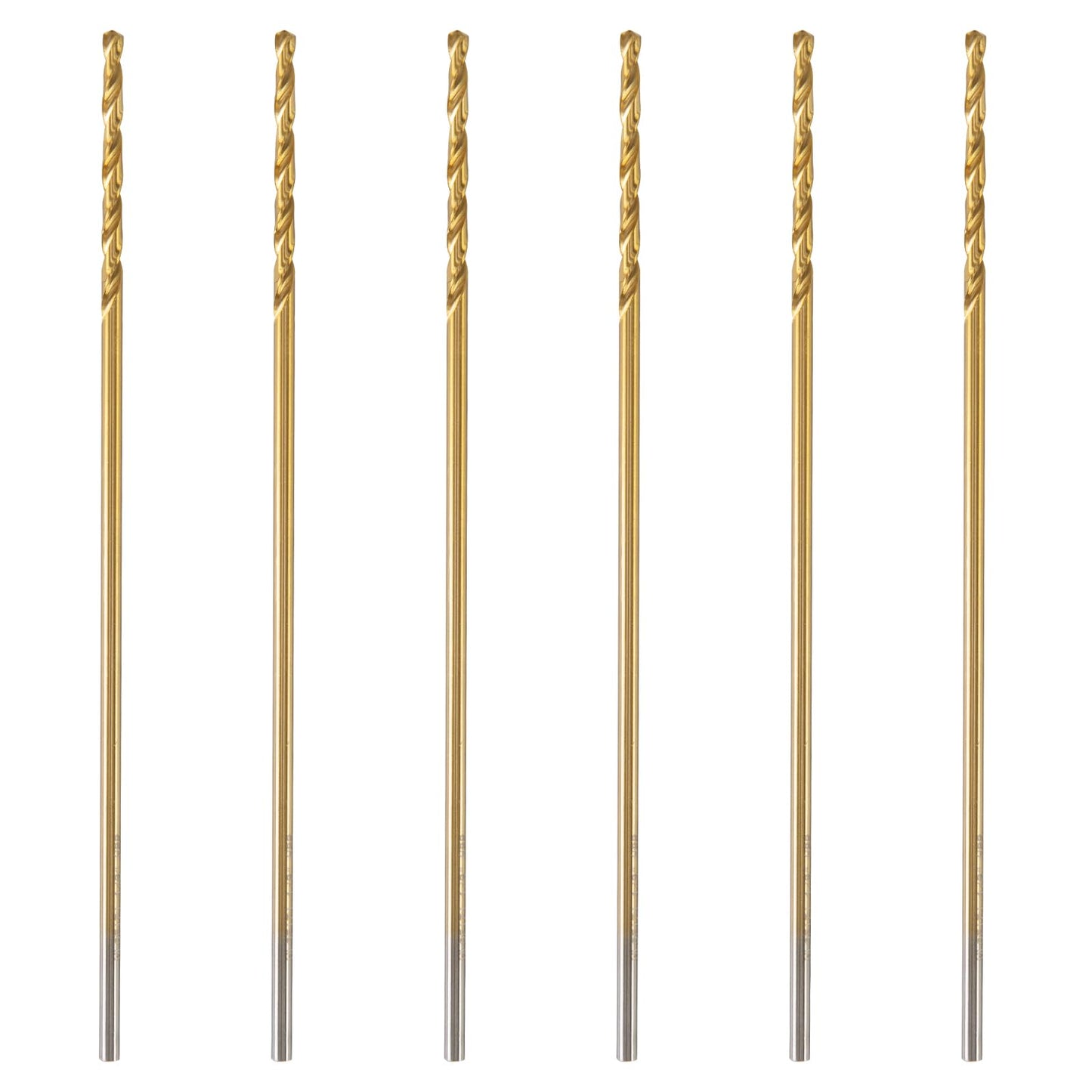 HLOFIZI 7/64 x 6 Inch Extra Long Drill Bits (6 Pack), Aircraft Drill Bit Titanium M2 High Speed Steel for Wood, Plastic, PVC, Thin Metal Sheet