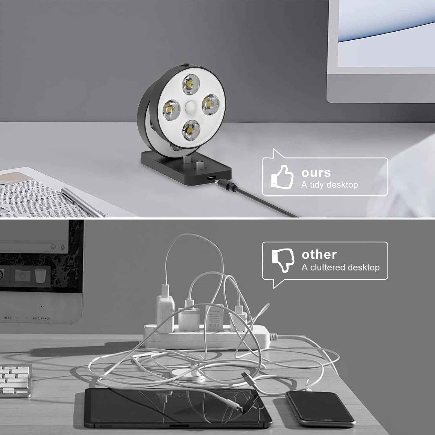 Black Motion Sensor Light Charging Station Multi-Device Charging Station Charging Three LED Lights at The Same Time Saves Time Space and More Convenient.