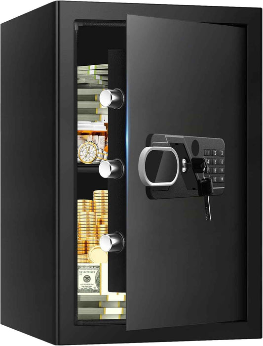 Small Home Safe 1.2 Cubic Feet - Anti-Theft Steel Security Box with Combination Lock & Alarm