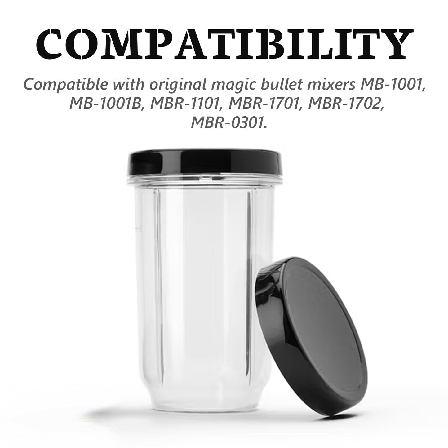 4 Pieces Lids for Magic Bullet Replacement Parts, Ma-gic Bu-lle-t Replacement Parts, Black Plastic Lids Compatible with M-B1001 Cups 250W