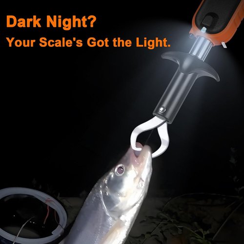 Fuzion Professional Fishing Scale - 110lb Capacity, Waterproof Design, Night Light & Memory | Portable Weigh Kit with Lip Gripper, Batteries & Pouch