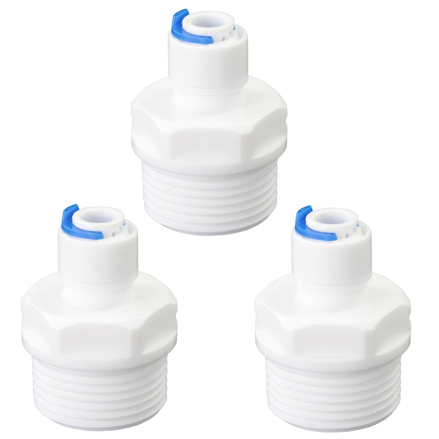3/4" Male Thread to 1/4" OD PE Tube Straight, Push-to-Connect, RO Filter Hose Double Joint, Pre-Purifier, Water Purifier Plastic Adapter, MNPT Plastic Fittings (3 PCS)