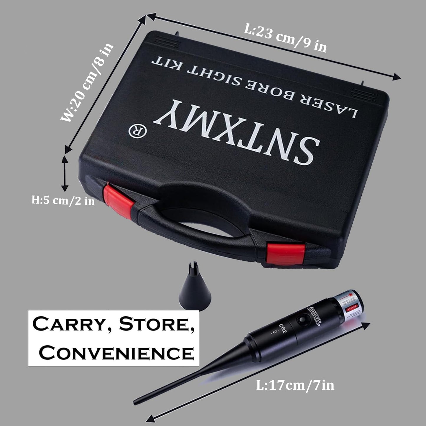 Red Bore Sight Laser Kit,Laser bore sighter with 32 Adapters for .17 HMR to 12GA Calibers.