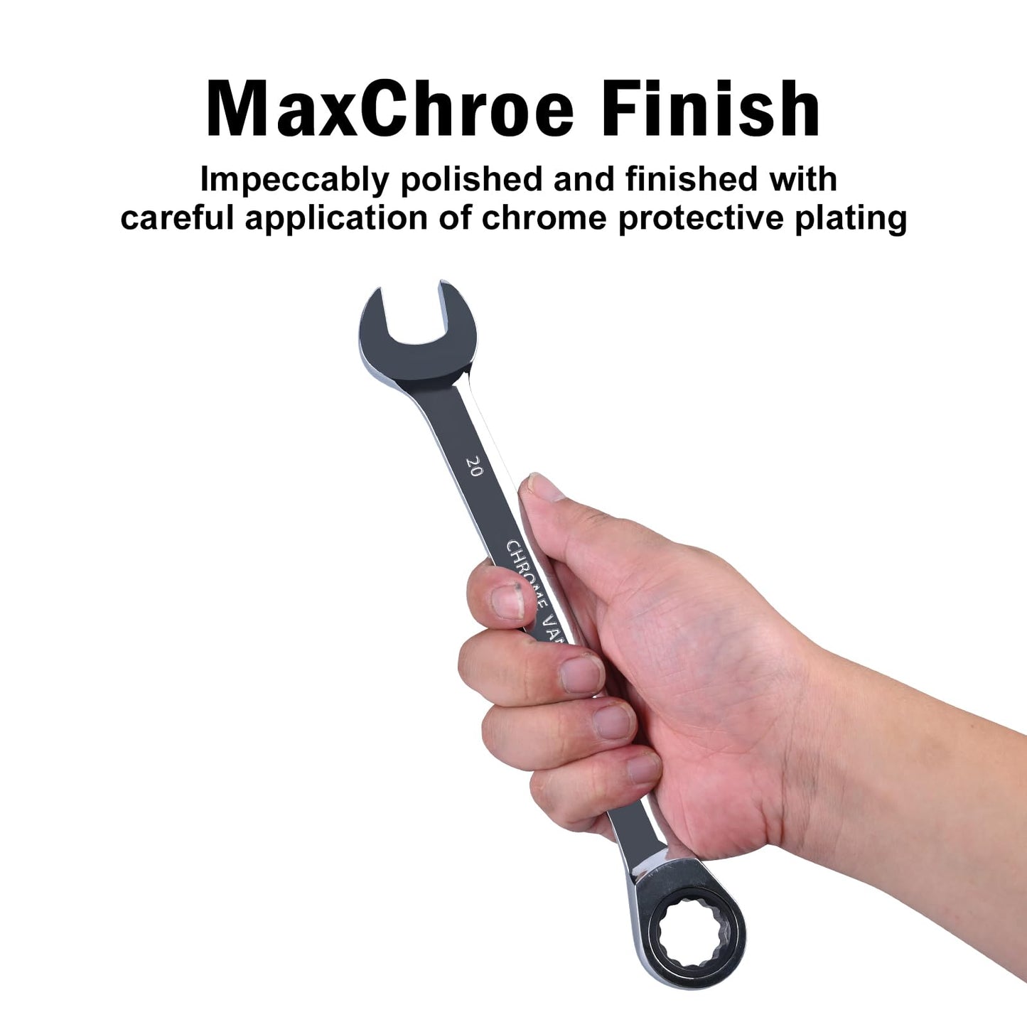 Egofine 20mm Ratcheting Combination Wrench Metric, Industrial Grade Gear Spanner with 12-Point Design, 72-Tooth Ratchet, Chrome Vanadium Steel