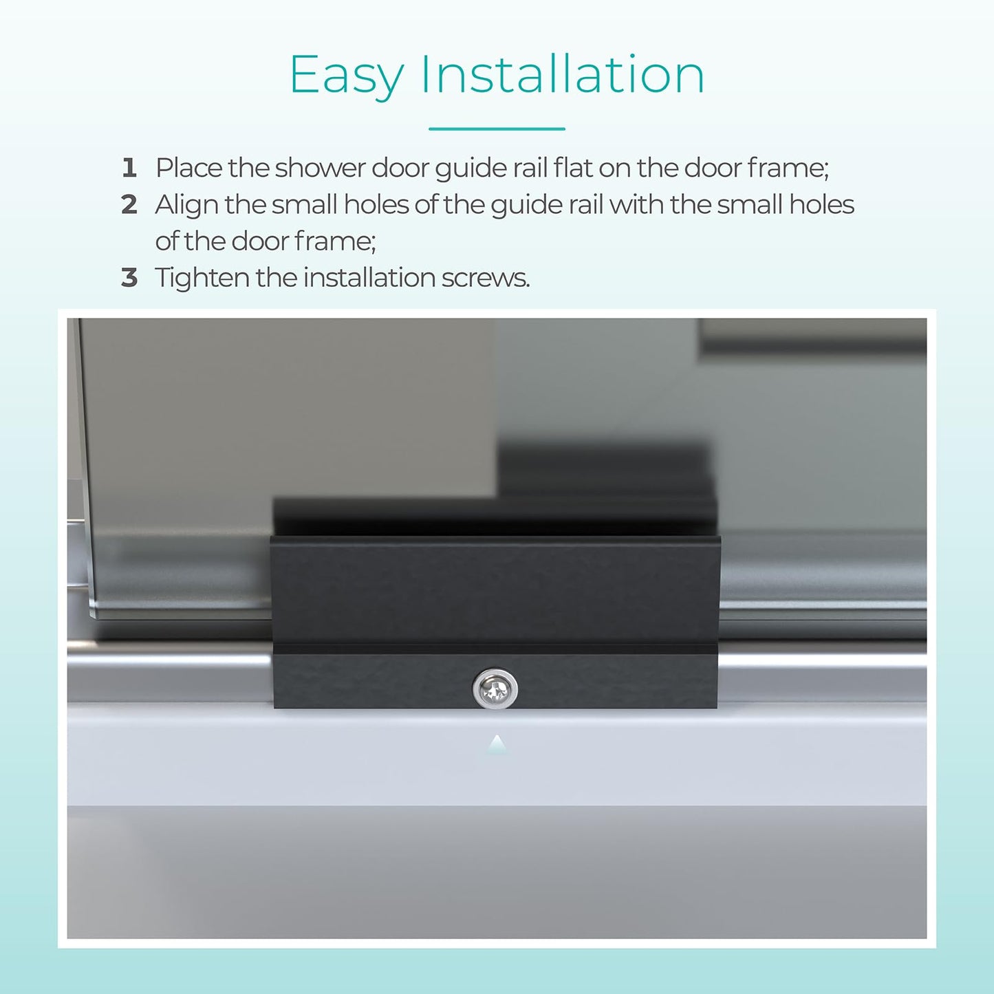 Shuisen Sliding Shower Door Bottom Guide 1/2" x 3" Fit for Glass Sliding Shower Doors Up to 1/2" Wide, Shower Door Plastic Track Guide with Screw, Shower Door Replacement Parts, Black 1 Pack