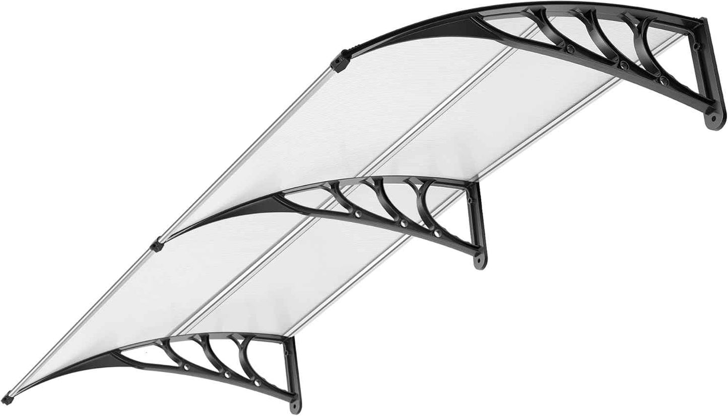 40-Inch VIVOHOME Polycarbonate Window Door Awning Canopy - Brown with Black Bracket