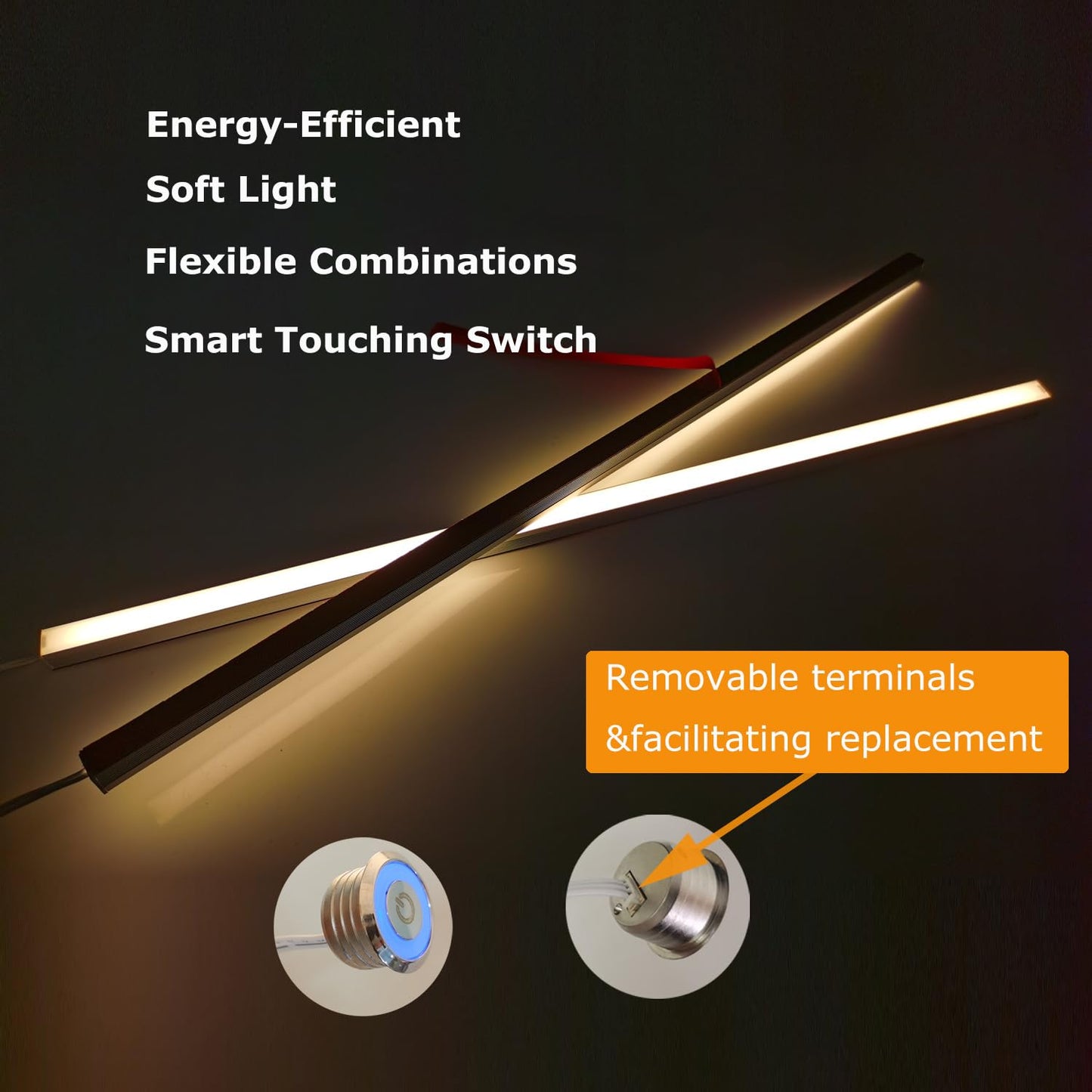 ATA LED Recessed Lighting Kit for Wall Panels - 6pcs Self-Adhesive Wall LED Lights for Interior Wall Decor, 3000k Touching Switch Light for Wood Slat Wall Panels (Touch Sensor Switch)