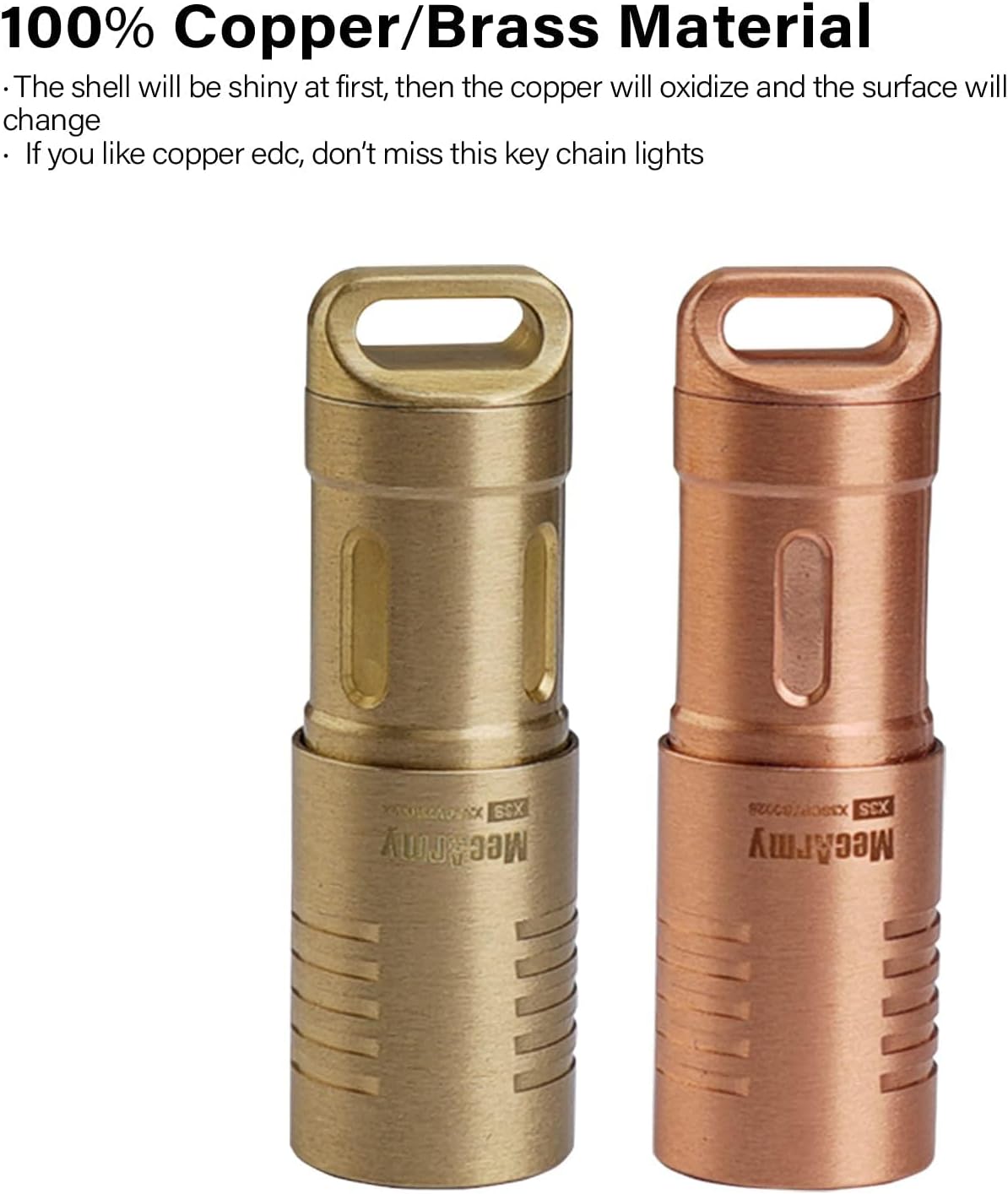 MecArmy X3S Mini EDC Flashlight - Portable Rechargeable Keychain Torch | 130 Lumens Waterproof (Copper)