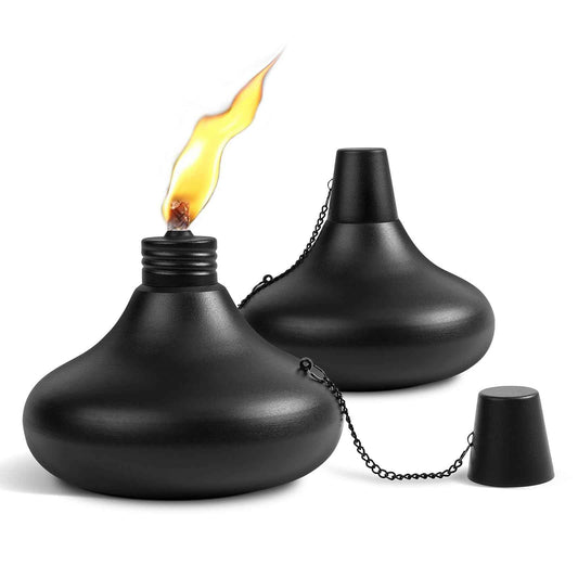 SNOGSWOG Upgraded Tabletop Torches Set of 2, 24oz Citronella Candles for Outdoor, Metal Table Top Torches for Outside, Refillable Torch Lanterns for Patio, Yard, Deck, Garden, Party
