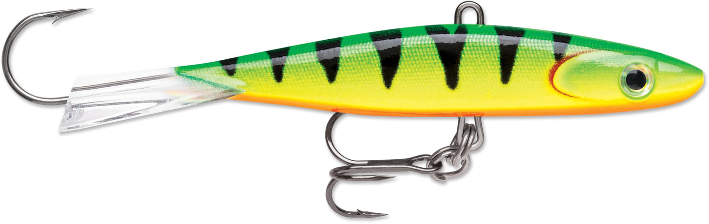 Rapala Jigging Shadow Rap Jigging Lure, Ice Fishing Jig, Walleye Pike and Perch Fishing Lure, Vertical Jig, 3-1/2", Glow Tiger