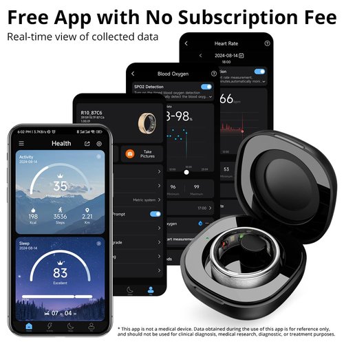 COLMI R10 Smart Ring, Smart Health Ring for Women, Features Heart Rate, Blood Oxygen, Sleep Monitoring, Pedometer, and Fitness Tracker, No Subscription Fee. (Silver, 8#)