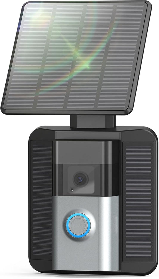 QIBOX Solar Charger for Ring Video Doorbell (2020) - Waterproof 2.9W Micro USB Panel