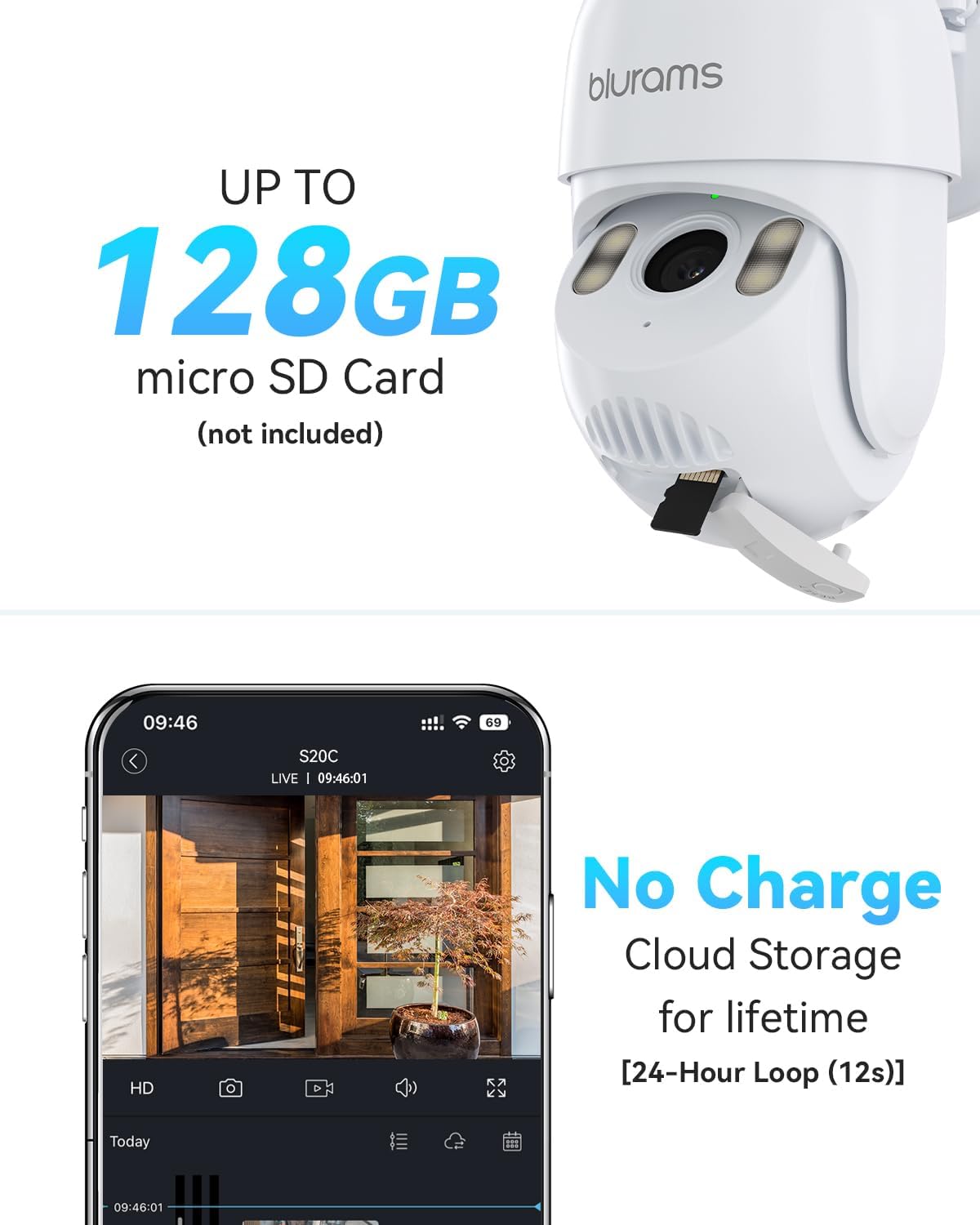 2K Outdoor Security Camera with 360° PTZ, Color Night Vision & Two-Way Audio - Wi-Fi IP66 Weatherproof, Works with Alexa